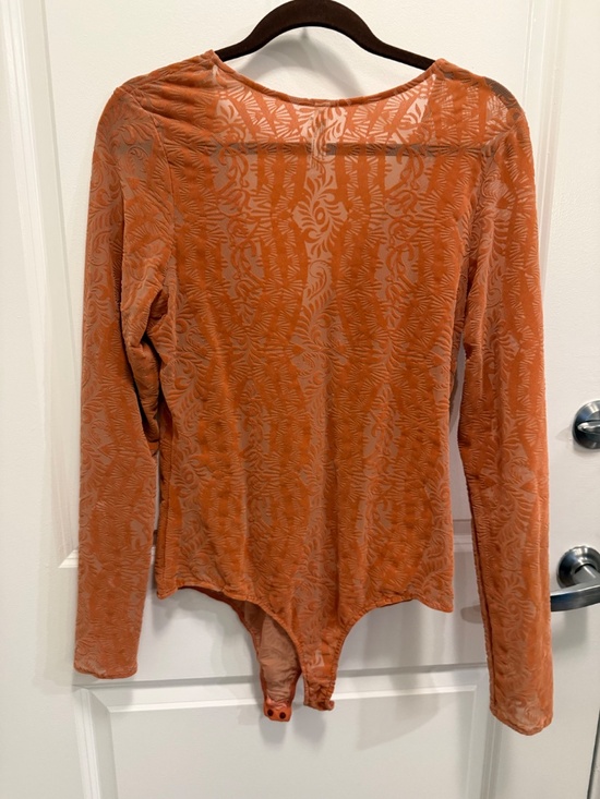 Free People Velvet Burnout Bodysuit – Rust Orange – Size Large - Picture 5 of 8